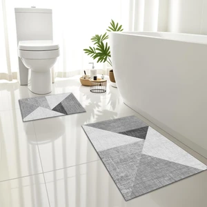 Yıkanabilir Dijital Baskılı Banyo Paspası Seti Kaymaz Taban Klozet Takımı