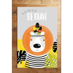 Cino 74 Gri Be Brave Yazılı Çocuk Odası Halı Bebek Oyun Halısı