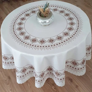 Yuvatlak Polyester Kumas Baskılı Masa Ortusu 150 cm