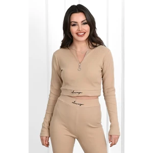 Kadın Yazı Baskılı Fermuar Detaylı Eşofman Takımı 3725-23