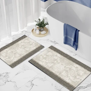 Yıkanabilir Dijital Baskılı Banyo Paspası Seti Kaymaz Taban Klozet Takımı
