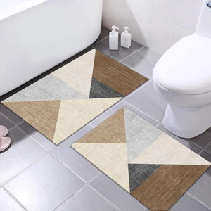 Yıkanabilir Dijital Baskılı Banyo Paspası Seti Kaymaz Taban Klozet Takımı
