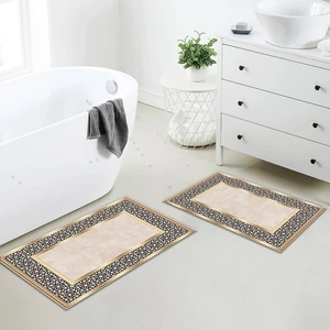 Yıkanabilir Dijital Baskılı Banyo Paspası Seti Kaymaz Taban Klozet Takımı