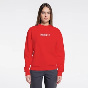 Friday Offset Ono Kadın Kırmızı Bisiklet Yaka Ekstra Oversize Sweatshirt - Şardonlu 3 Iplik