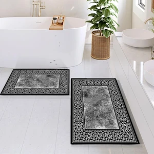 Yıkanabilir Dijital Baskılı Banyo Paspası Seti Kaymaz Taban Klozet Takımı