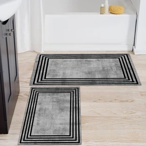 Yıkanabilir Dijital Baskılı Banyo Paspası Seti Kaymaz Taban Klozet Takımı