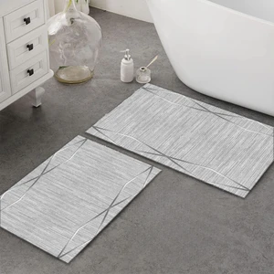 Yıkanabilir Dijital Baskılı Banyo Paspası Seti Kaymaz Taban Klozet Takımı