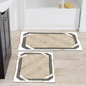 Yıkanabilir Dijital Baskılı Banyo Paspası Seti Kaymaz Taban Klozet Takımı