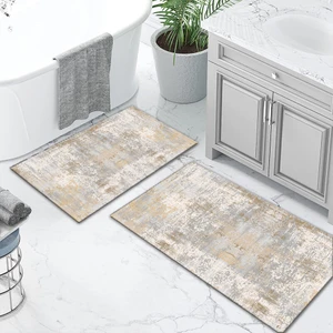 Yıkanabilir Dijital Baskılı Banyo Paspası Seti Kaymaz Taban Klozet Takımı