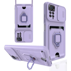 Xiaomi Redmi Note 12 Pro 4g Kılıf Zuma Kartvizitli Yüzüklü Silikon - Lila 300099