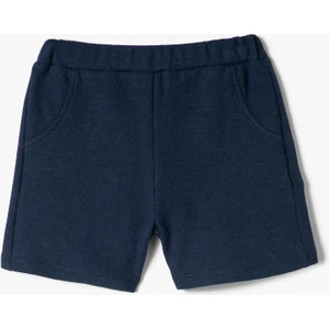 Basic Şort Dokulu Cepli Beli Lastikli