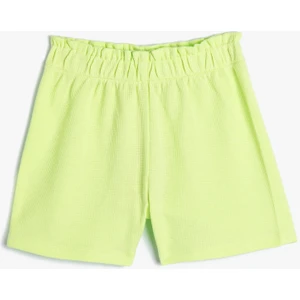 Şort Cepli Dokulu Beli Lastikli Pamuklu