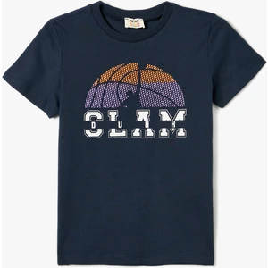 Baskılı Tişört Bisiklet Yaka Kısa Kollu Pamuklu