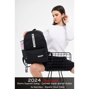 Be Your Style Siyah Kumaş Beyaz Baskı Sırt Çantası