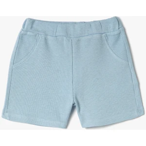 Basic Şort Dokulu Cepli Beli Lastikli