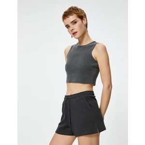 Pamuklu Mini Şort Cepli Beli Bağlamalı