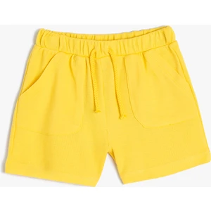 Basic Şort Beli Lastikli Cep Detaylı Dokulu Pamuklu