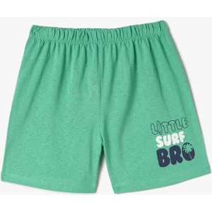 Şort Beli Lastikli Baskı Detaylı Pamuklu