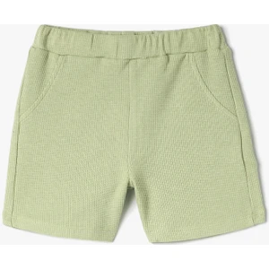 Basic Şort Dokulu Cepli Beli Lastikli