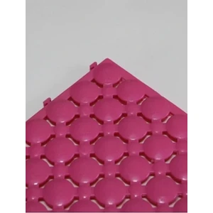 Balban Ticaret 4 Adet 33 x 33 x 1,5 cm Ortopedik Plastik Yer Karosu, Geçkili Paspas, Islak Zemin Izgarası, Pembe