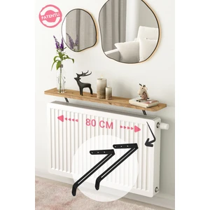Riv Montajsız Petek Üstü Uçan Raf Dresuar Kalorifer Peteği Rafı Kitaplık 80X18 cm Çam Oval Kesim
