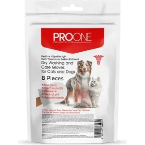 Pro One Kedi ve Köpekler Için Kuru Yıkama ve Bakım Eldiveni 8 Adet