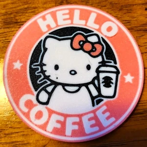 Nana Art Hello Kitty Coffee Kaymaz Tabanlı Bardak Altlığı (8,7 Cm)