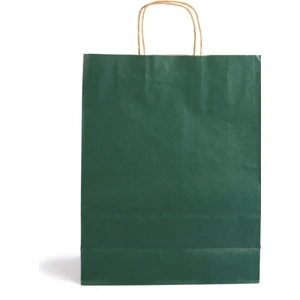 Paket Parti Büküm Saplı Kraft Kağıt Çanta Koyu Yeşil 25X12X31(25'LI)