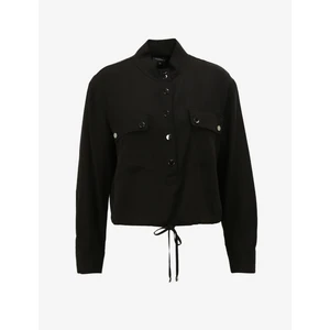 Dik Yaka Düz Siyah Kadın Bluz F4SL-BLZ0164