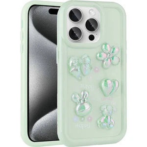 BLS Store Apple iPhone 14 Pro Max - Uyumlu Kabartma Figürlü Parlak Bls Store Toys Silikon Kapak-Açık Yeşil