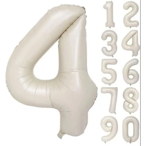 Folyo Balon 4 Rakamı 76 cm Krem Renk