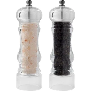 Kitchen Design Lab Akrilik Baharat Öğütücüsü, 18 cm 2 Adet, Büyük Boy Tuz Karabiber Değirmeni Öğütücü