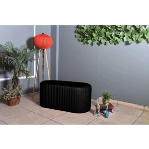 Gazzini Furniture Velluto Lungo Lounge Siyah Puf - 90cm Oval Dekoratif Puf Koltuk