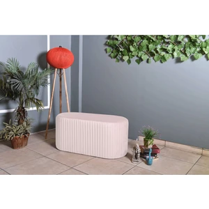 Gazzini Furniture Velluto Lungo Lounge Beyaz Puf - 90cm Oval Dekoratif Puf Koltuk