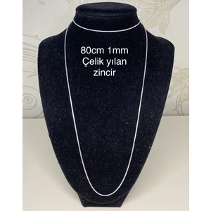 Nerisa Bijuteri Çelik 80CM 1mm Yılan Zincir Kolye Unisex Model