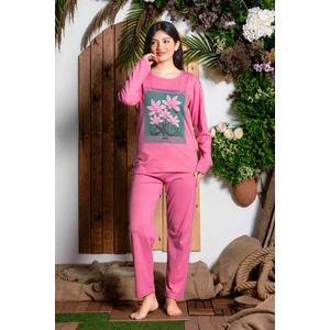 Mevsimlik Uzun Kollu %100 Pamuk Kadın Pijama Takımı- Desenli Kadın Pijama