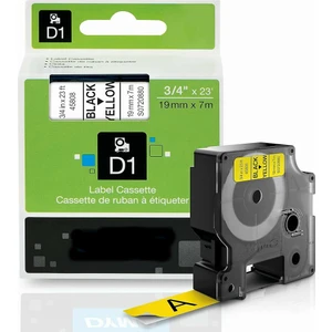 Dymo D1 45808 S0720880 19 mm x 7 mt Muadil Sarı Etikete Siyah Yazı Şerit Etiket Kaseti