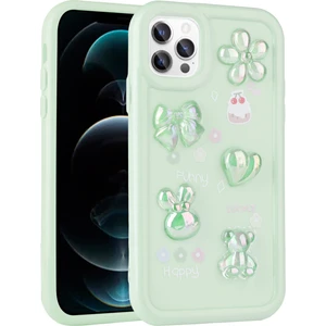 BLS Store iPhone 13 Pro - Uyumlu Kabartma Figürlü Parlak Bls Store Toys Silikon Kapak-Açık Yeşil