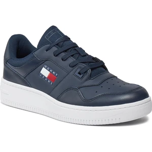 Tommy Hilfiger Erkek Marka Logolu Bağcıklı Kaydırmaz Tabanlı Günlük Lacivert Sneaker EM0EM01395-C1G