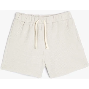 Basic Şort Beli Lastikli Dokulu Pamuklu