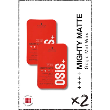 Osis Mighty Matte Güçlü Tutucu Mat Wax 100ML x 2 Adet | Orta Tutuş Güçlü Doku Mat Bitişli Wax