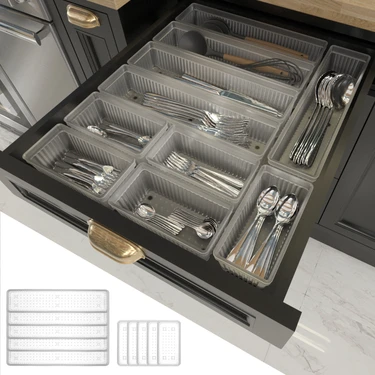 Meleni Home 10'lu Modüler Set Kaşıklık Çekmece Içi Düzenleyici Çatal Kaşık Bıçak Düzenleme