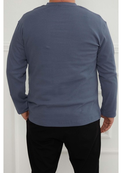 Hscstore Erkek Basic Mavi Sweatshirt - 2816 fiyatları