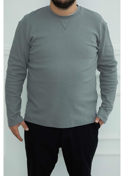 Hscstore Erkek Basic Açık Haki Sweatshirt - 2816