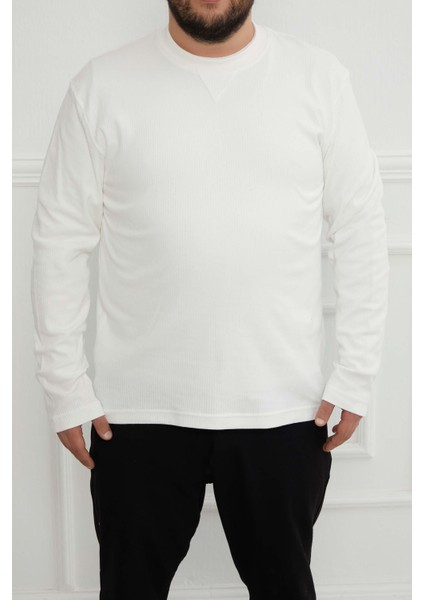 Hscstore Erkek Basic Ekru Sweatshirt - 2816