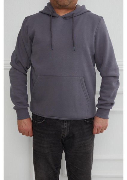 Hscstore Erkek Kanguru Cepli Kapüşonlu Antrasit Sweatshirt - 2901