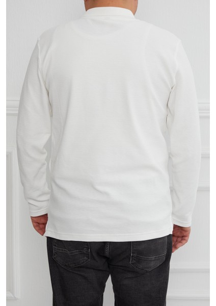 Hscstore Erkek Polo Yaka Düğmeli Ekru Sweatshirt - 2815 modelleri