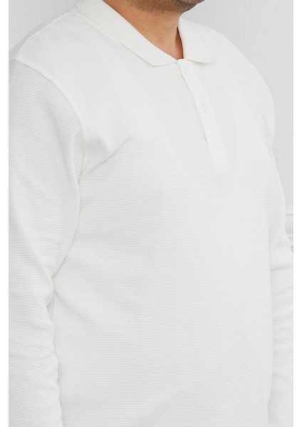 Hscstore Erkek Polo Yaka Düğmeli Ekru Sweatshirt - 2815 fırsatları