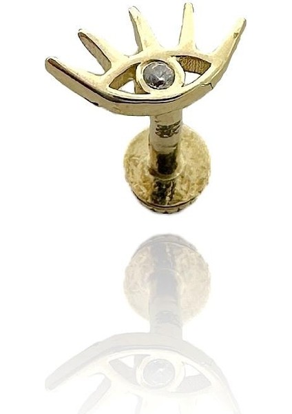 Şans Gözü Göz Tragus Küpe 14 Ayar Altın