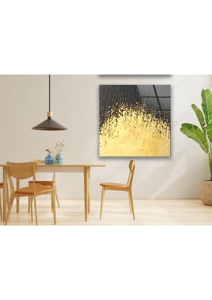 Sari Siyah Soyut Temperli Cam Duvar Tablosu fiyatları